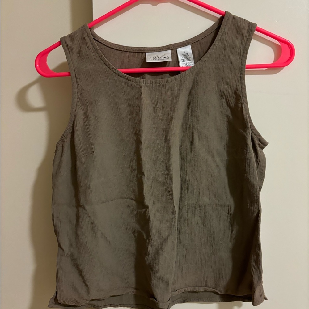 Olive colored, thick strapped top